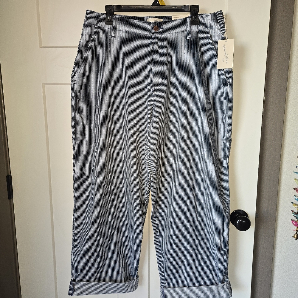 Universal Thread Women’s Blue Pin Striped Relaxed Wide Leg Straight Size 14